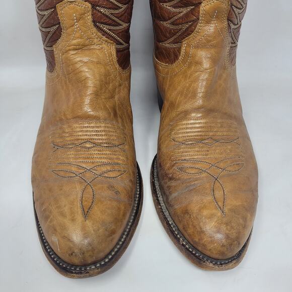 Vintage Dan Post Boots Mens 8.5D Brown Leather EXOTIC RARE Cowboy Western 6758 - Picture 4 of 16